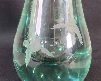 561  Lot 252  Tyre Mcf. Co. Inc. engraved glass vase
