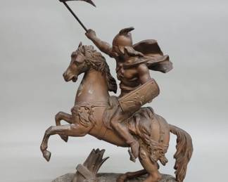 505  Lot 613  Vintage cast spelter sculpture depicting a Norse
