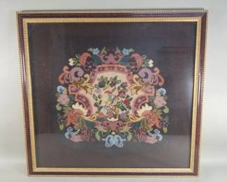 514  Lot 708  Vintage floral needle point framed
