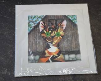 423  Lot 332h  JS Perry Iris Giclee vintage cat print