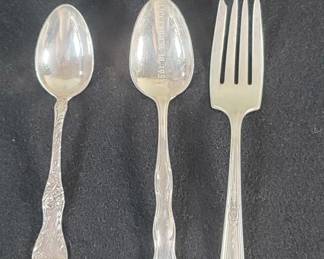 229  Lot 114  Pair of sterling spoons and one fork
