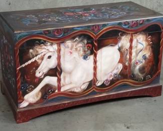 515  Lot 530  Signed and dated 1988 hand painted chest