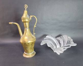 784  Lot 531  Vintage Middle Eastern ewer, glass bowl,