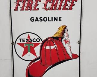 101  Lot 316h  1962 enamel Texaco Fire Chief sign