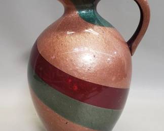 600  Lot 380  Hand blown art glass pitcher