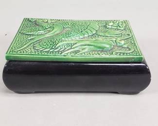 265  Lot 374  Signed D. Zane ceramic trinket box with dragon