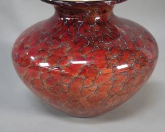 555  Lot 202  Hand blown studio art glass vase by Molly Stone