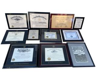 639  Lot 464h  Large lot of degrees and certificates