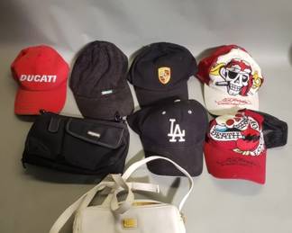 792  Lot 313  Group of hats and pair of hand bags
