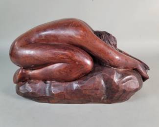 260  Lot 256  Signed J. Pinal hand carved wood sculpture