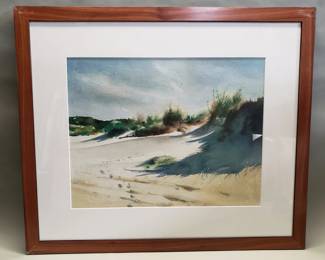542  Lot 158  Impressionist style coastal landscape watercolor