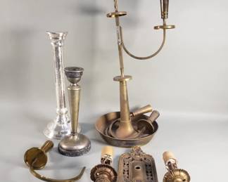889  Lot 309  Group of vintage candle holders, and electric