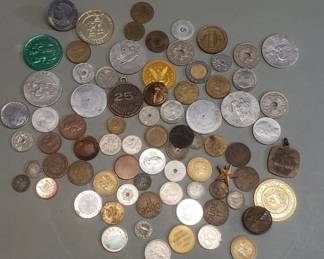 232  Lot 329  Group of foreign coins and tokens