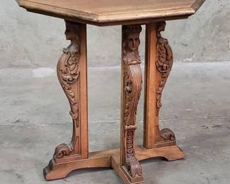 300  Lot 141  Antique carved walnut side table