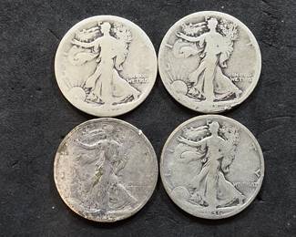 100  Lot 555  Walking Liberty silver half dollar coins 1917,