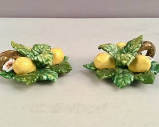 491  Lot 573  Pair of vintage Italian majolica lemon