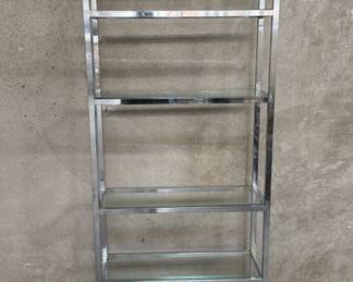 543  Lot 159  Mid century modern chrome etagere with glass