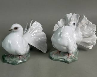 672  Lot 528  Pair of Rosenthal porcelain fan tailed pigeons