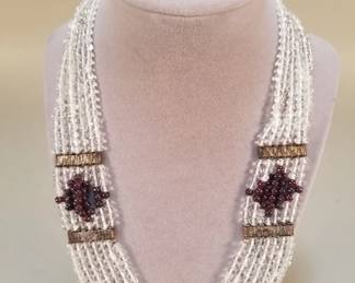 891  Lot 682  Garnet necklace, turquoise bracelet, opal earrings