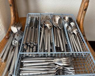 Lot #80- Stainless Steel Flatware Assortment with Serving Pieces