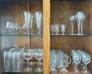 Lot #81- Clear Glass Stemware, Pilsners, Tumblers & Footed Mugs