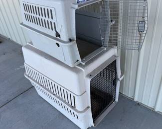 Lot #190- Two Hard-Sided Pet Carriers with Wire Doors