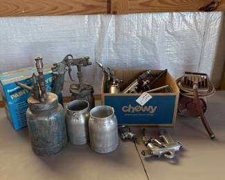 Lot #252- Paint Spray Guns, Metal Cups & Painting Equipment