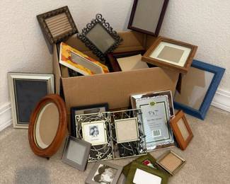 Lot #36- Assorted Picture Frames in Wood, Metal & Decorative Styles
