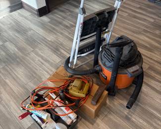 Lot #131- RIDGID Shop Vacuum, Black & Decker Jigsaw & Step Ladder