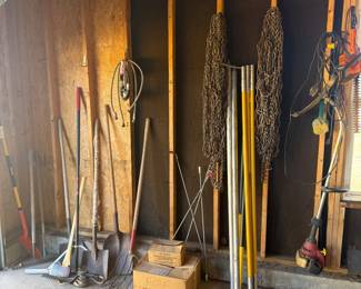 Lot #174- Yard Tools, Long-Reach Hedge Trimmer, Chains & Poles