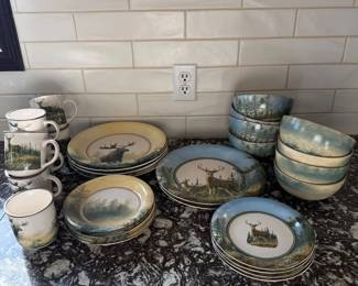Lot #58- Cabela’s Wildlife Dinnerware with Moose & Deer Scenes