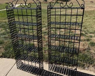 Lot #156- Pair of Black Metal Scrollwork Shelving Units