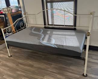 Lot #130- White Metal Daybed with Scrollwork & Mattress