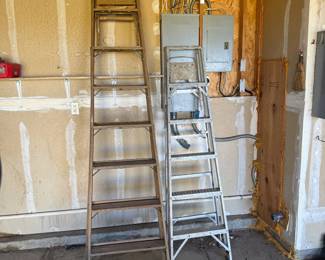 Lot #167- 8-Foot Wood & 6-Foot Aluminum Step Ladders