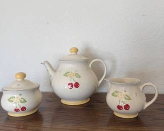 Lot #78- Laura Ashley Morello Teapot, Creamer & Sugar Bowl