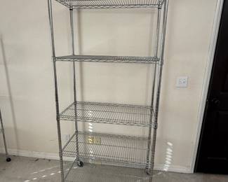Lot #42- Four-Tier Rolling Metal Wire Shelving Unit