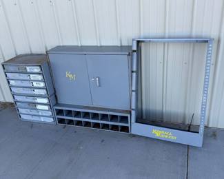 Lot #191- Metal Workshop Drawer Cabinet, Storage Cabinet & Rack