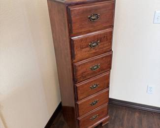 Lot #90- Tall Six-Drawer Lingerie Chest with Brass-Tone Pulls