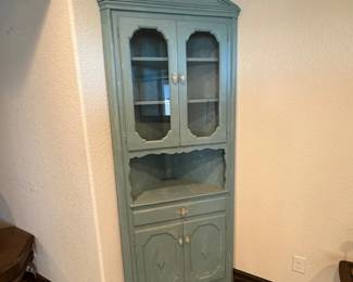 Lot #119- Blue-Green Painted Corner Display Cabinet