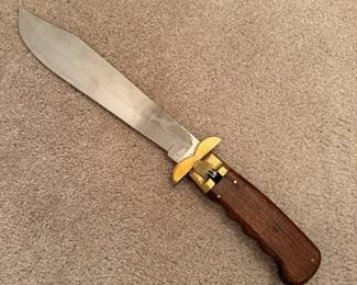 Lot #9- Large Folding Bowie-Style Knife with Sheath