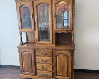 Lot #87- Lighted China Cabinet with Decorative Glass Doors