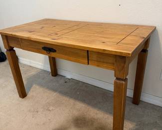 Lot #39- Rustic Wood Writing Desk with Drop-Front Keyboard Drawer