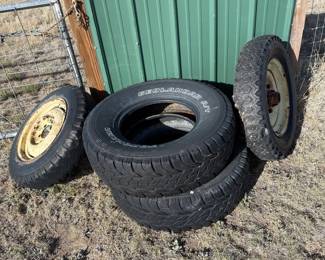 Lot #186- Yokohama Geolandar A/T Tires & Two Mounted Utility Wheels