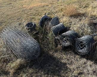 Lot #183- Assorted Wire Fencing Rolls & Barbed Wire Spool