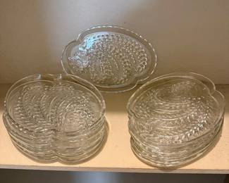 Lot #69- Clear Glass Swirl-Pattern Snack Trays with Cup Wells
