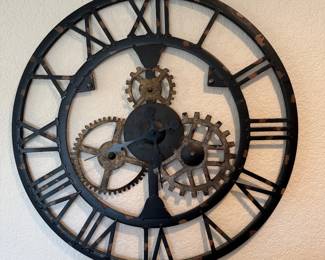Lot #127- 24-Inch Open-Face Gear-Design Wall Clock