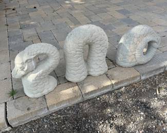 Lot #151- Three-Piece Stone Dragon Garden Sculpture