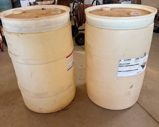 Lot #232- Two Large Plastic Storage Drums with Bung Openings