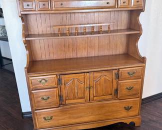 Lot #43- Country-Style Wood Hutch with Display Shelves & Storage