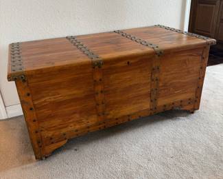 Lot #4- Cedar Storage Chest with Studded Metal Straps